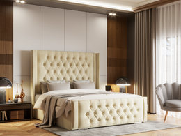 Amaadi Wingback Chesterfield Border Cut Bed Frame With Optional Storage