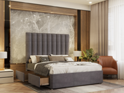 Lorna Panel Line Divan Bed Base and Headboard With Optional Storage Drawers