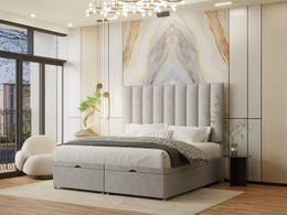Amelia Divan Ottoman Storage Stripe Panel Bed Frame