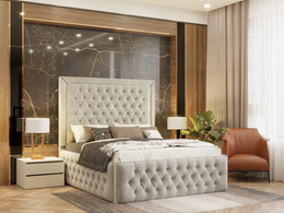 Ivanna Chesterfield Border Cut Extra Sided Design Bed Frame With Optional Storage