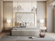 Isabella Hexagonal Chesterfield Gold-Trim Border Bed Frame with Optional Storage