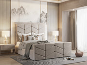 Juliette Deep Block Panel Upholstered Bed Frame with Optional Storage