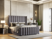 Paris Wingback Panel Lines Bed Frame With Optional Storage