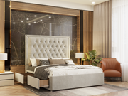 Emily Chesterfield Border Cut Divan Base With Headboard With Optional Storage Drawers